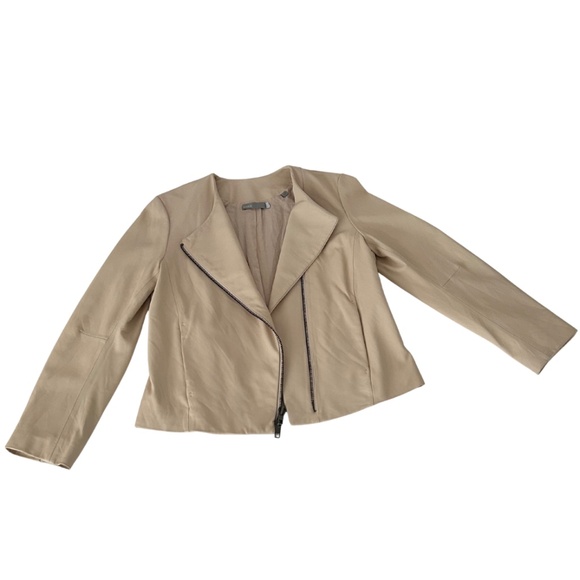 Vince Cream Lamb Leather Moto Jacket Large $995 Retail - Picture 5 of 14